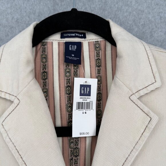 Gap Womens VTG Corduroy Blazer Jacket Size 16 Tan Western Y2K Neutral NEW - Picture 6 of 12